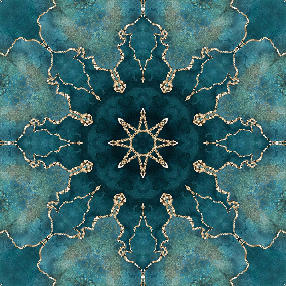 Wall Art Painting id:459874, Name: Gold Teal Tile I, Artist: Haase, Andrea