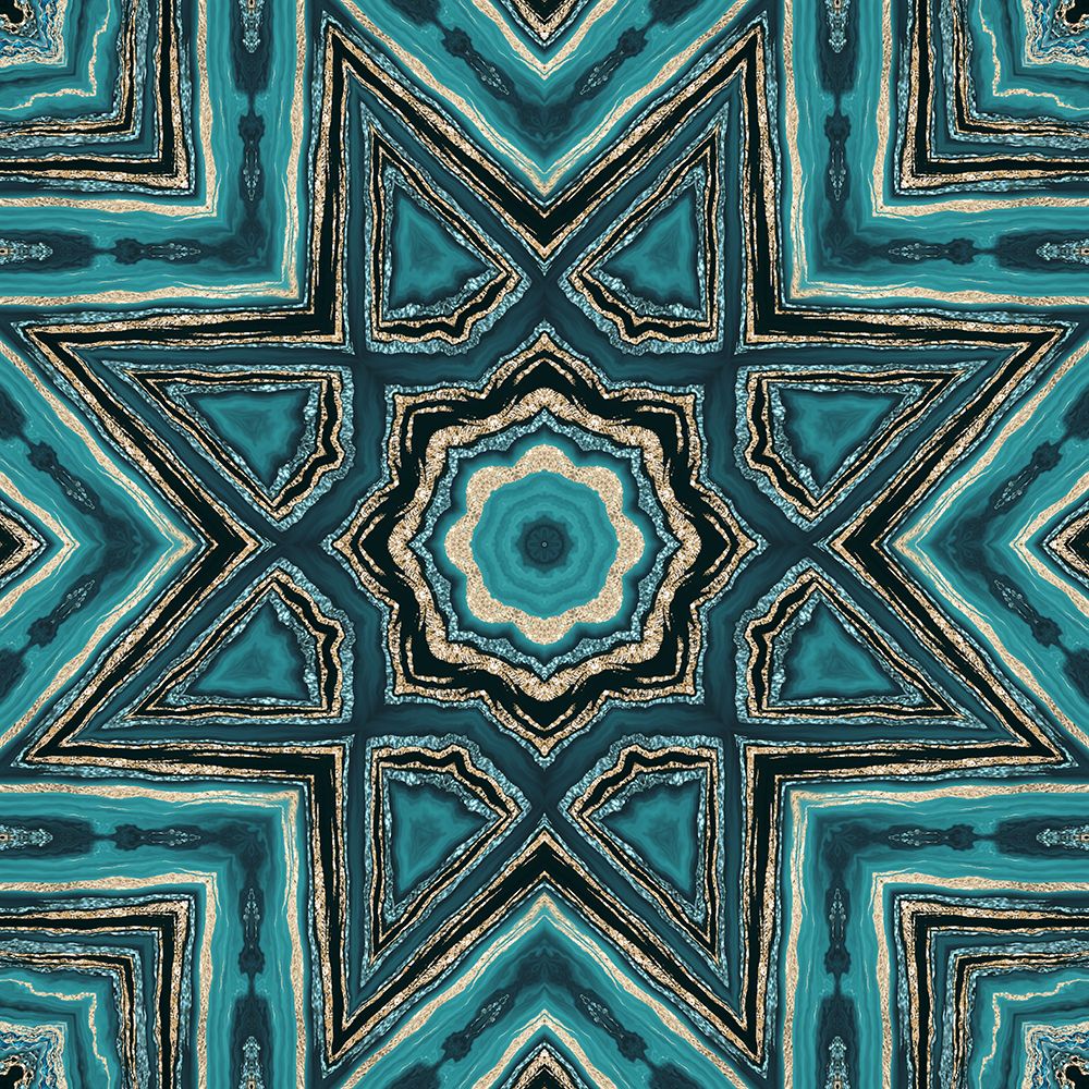 Wall Art Painting id:459875, Name: Gold Teal Tile II, Artist: Haase, Andrea