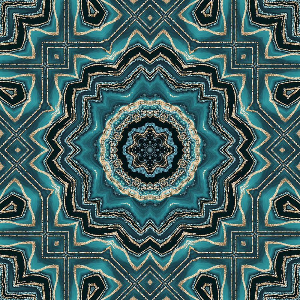 Wall Art Painting id:459876, Name: Gold Teal Tile III, Artist: Haase, Andrea