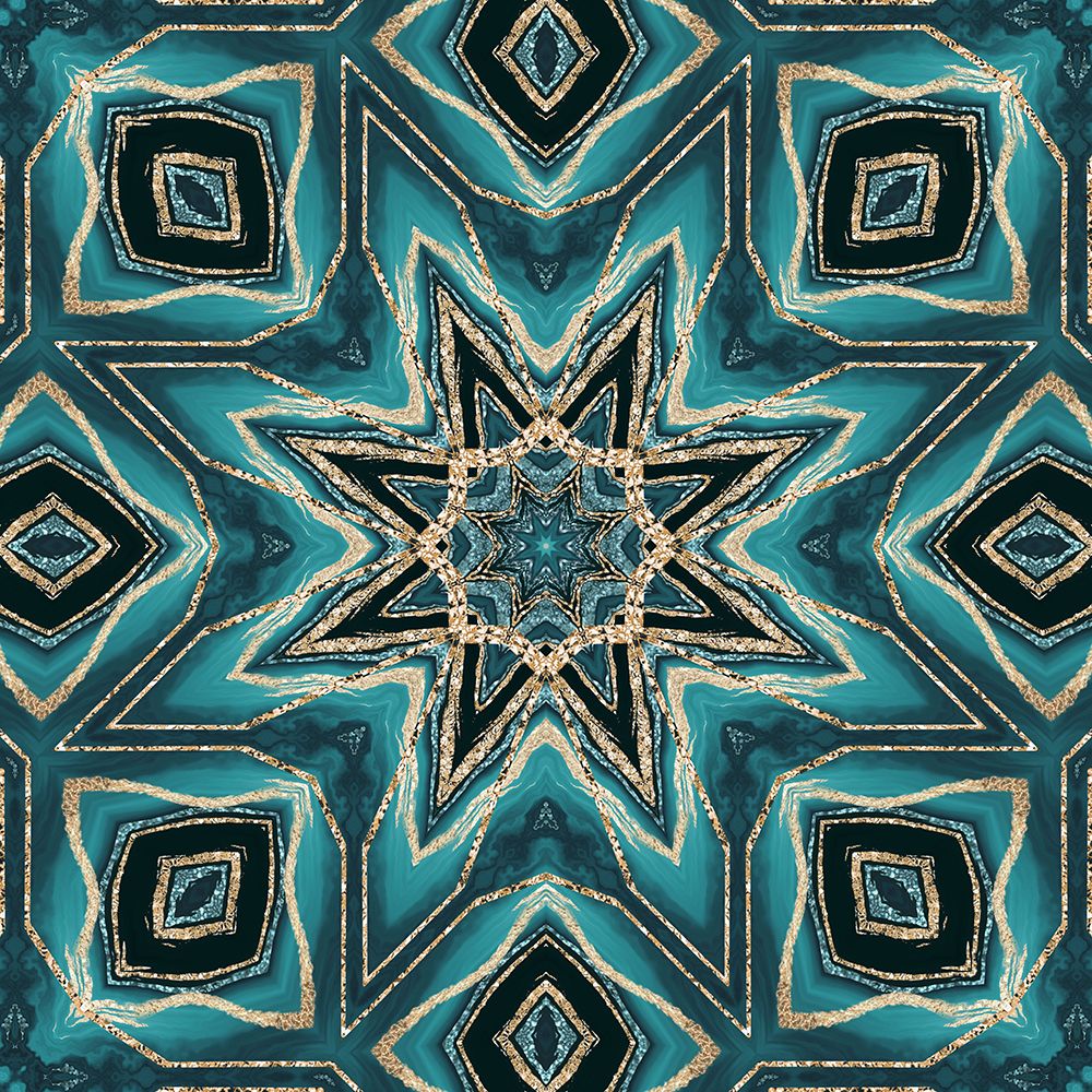 Wall Art Painting id:459877, Name: Gold Teal Tile IV, Artist: Haase, Andrea