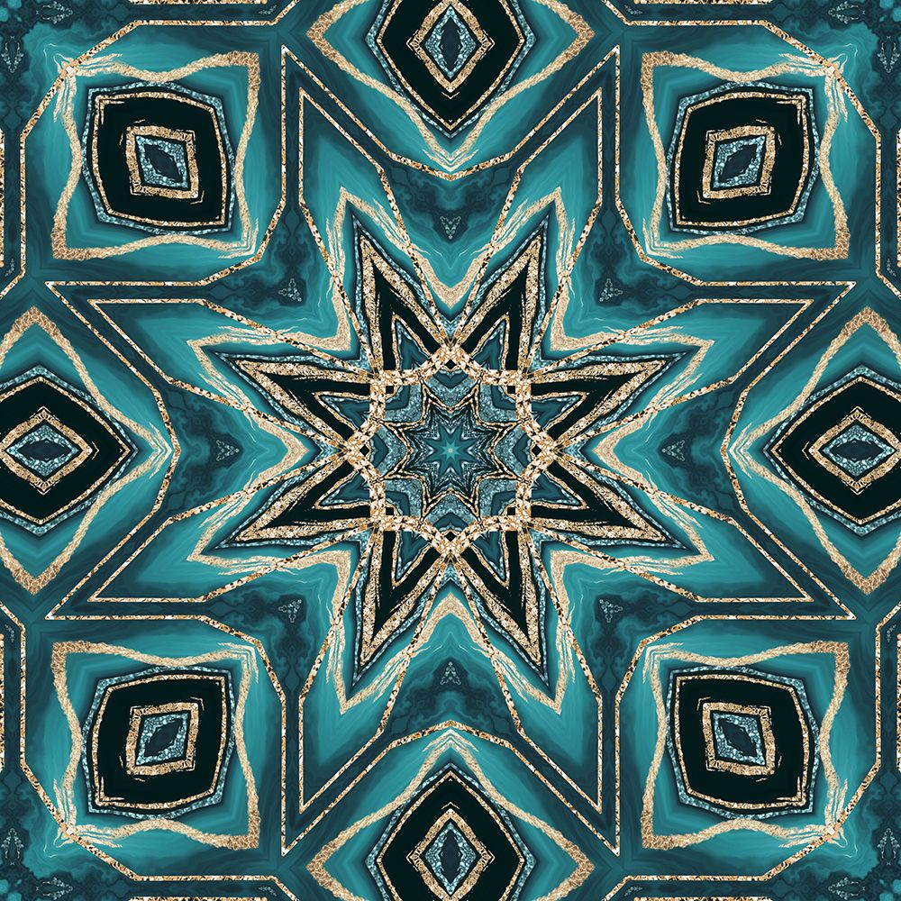 Wall Art Painting id:459877, Name: Gold Teal Tile IV, Artist: Haase, Andrea