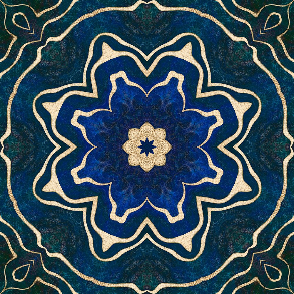 Wall Art Painting id:459878, Name: Gold Blue Tile, Artist: Haase, Andrea