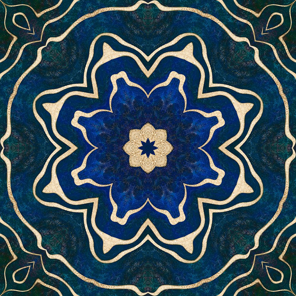 Wall Art Painting id:459878, Name: Gold Blue Tile, Artist: Haase, Andrea