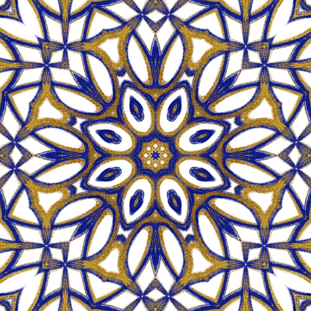 Wall Art Painting id:459882, Name: Gold Blue Vintage Tile IV, Artist: Haase, Andrea