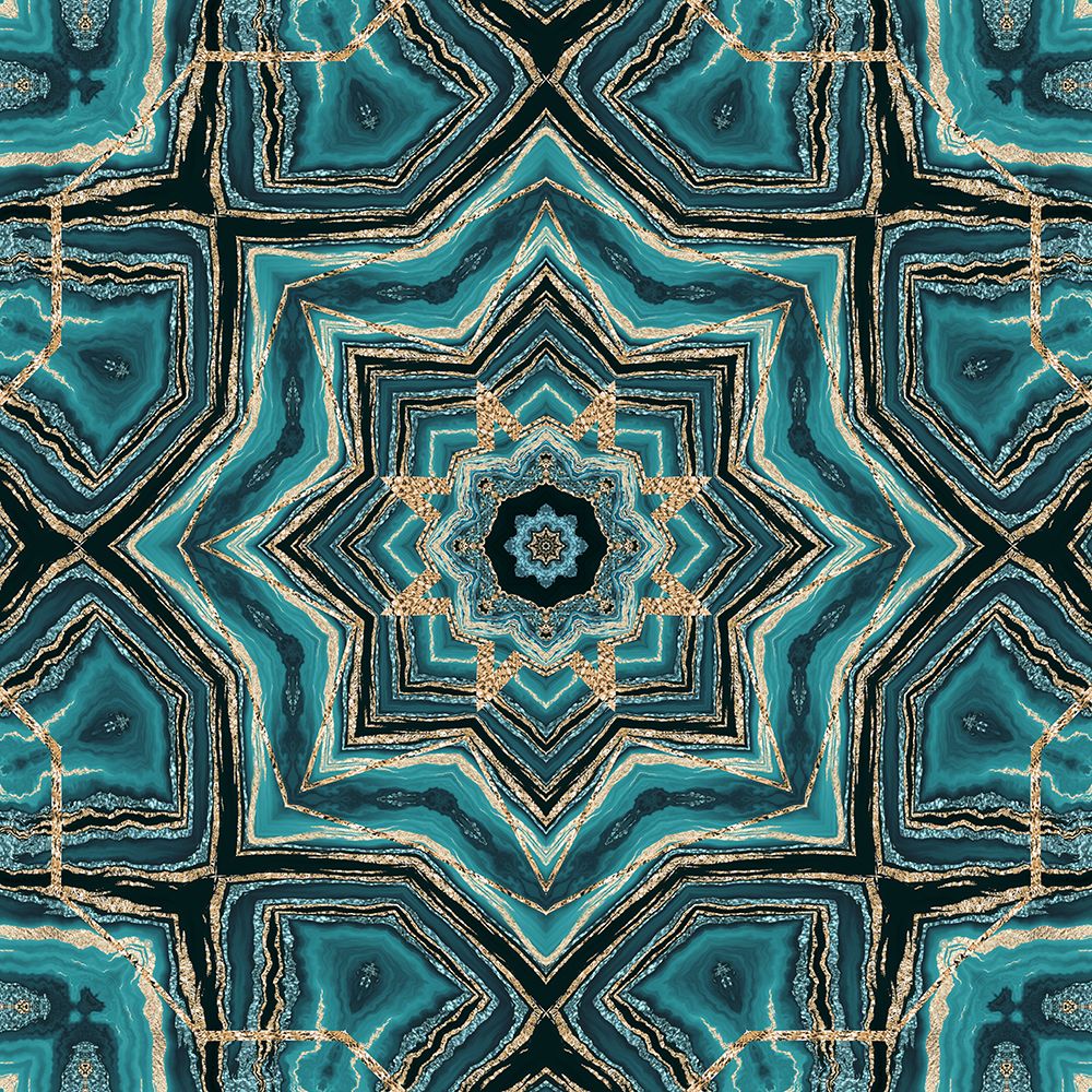 Wall Art Painting id:470040, Name: Gold Teal Tile I, Artist: Haase, Andrea