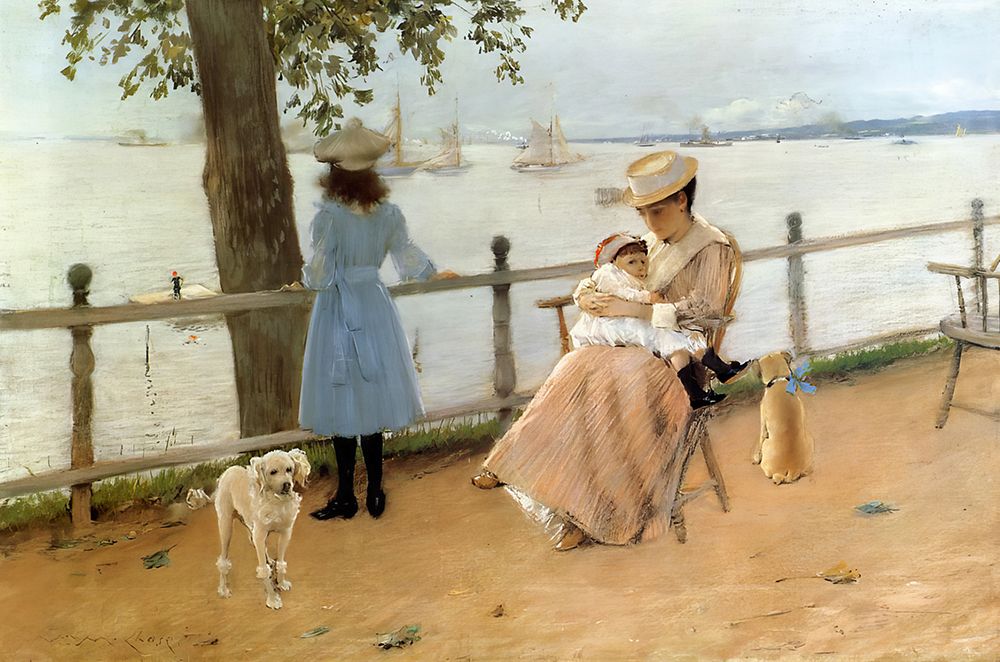 Wall Art Painting id:746123, Name: Afternoon by the Sea, Gravesend Bay 1888, Artist: Chase, William Merritt