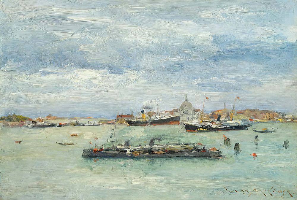 Wall Art Painting id:746156, Name: Gray Day on the Lagoon 1916, Artist: Chase, William Merritt