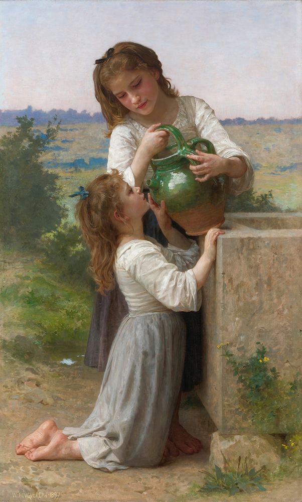 Wall Art Painting id:746280, Name: A La Fontaine, At The Fountain 1897, Artist: Bouguereau, William-Adolphe