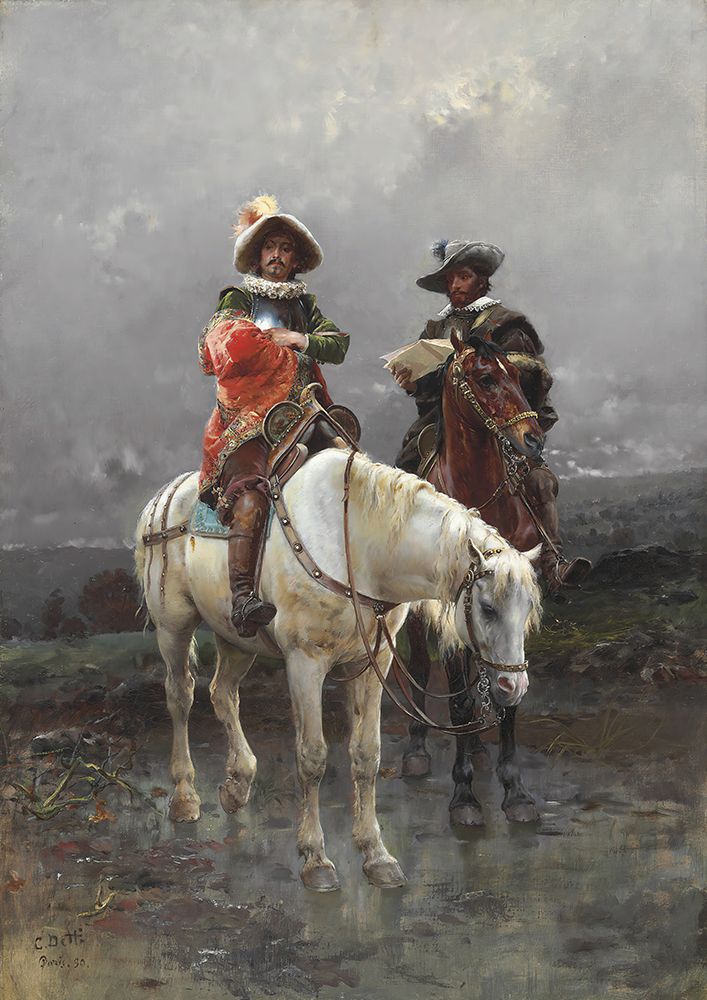 Art Print: A Cavalier on a White Horse 1890