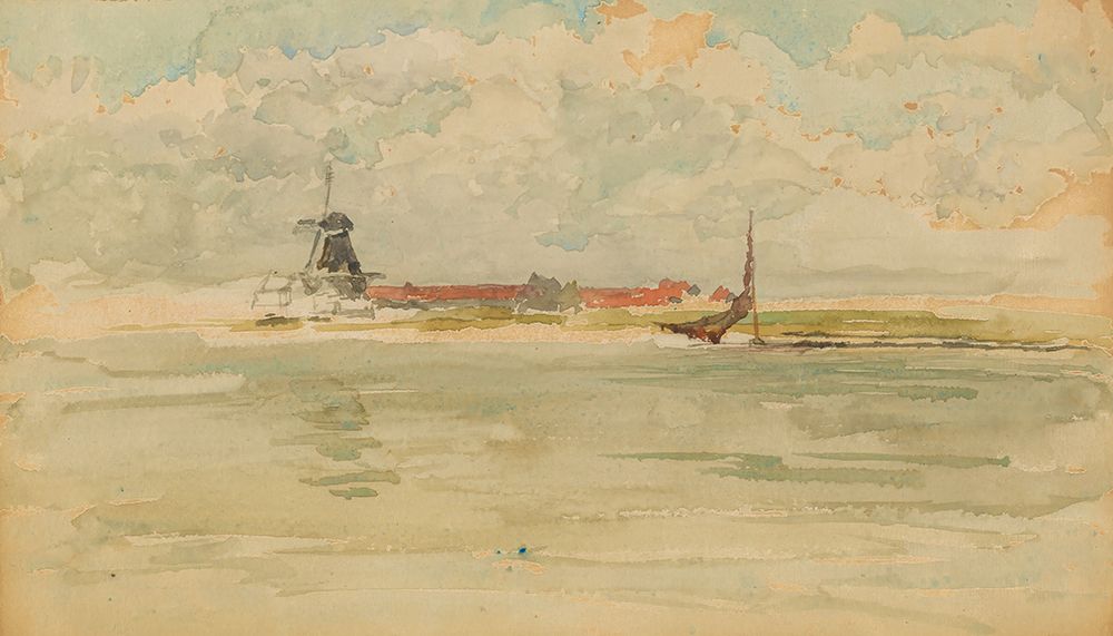 Wall Art Painting id:750016, Name: A Little Red Note, Dordrecht 1884, Artist: Whistler, James McNeill