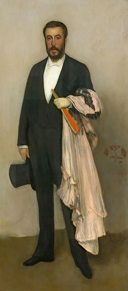 Wall Art Painting id:750031, Name: Arrangement in Flesh Colour and Black Portrait of Theodore Duret 1883, Artist: Whistler, James McNeill