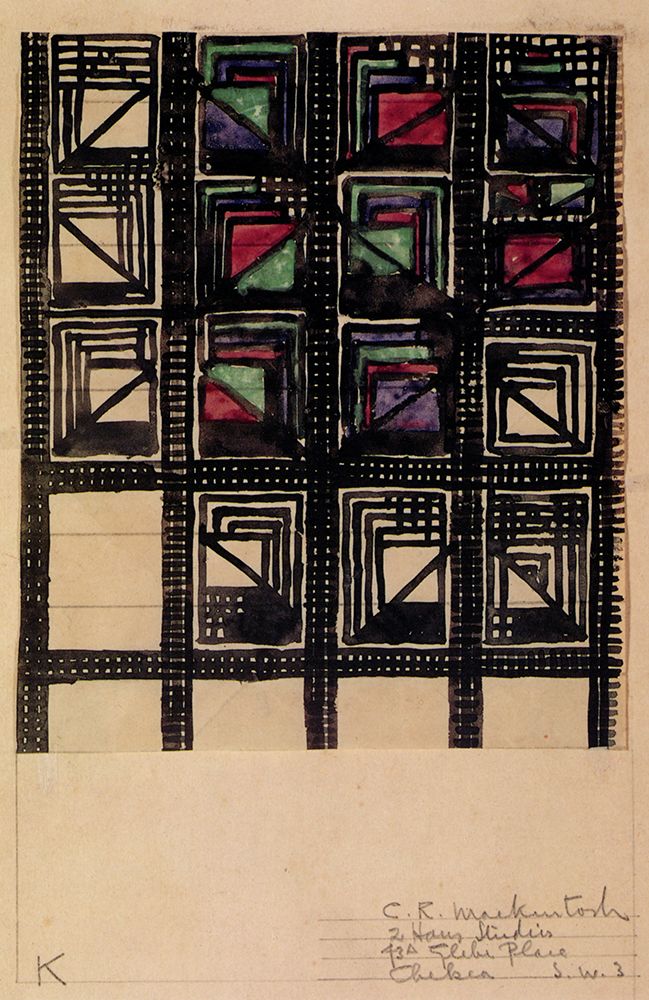 Wall Art Painting id:764573, Name: Checkered Rectangles, Artist: Mackintosh, Charles Rennie
