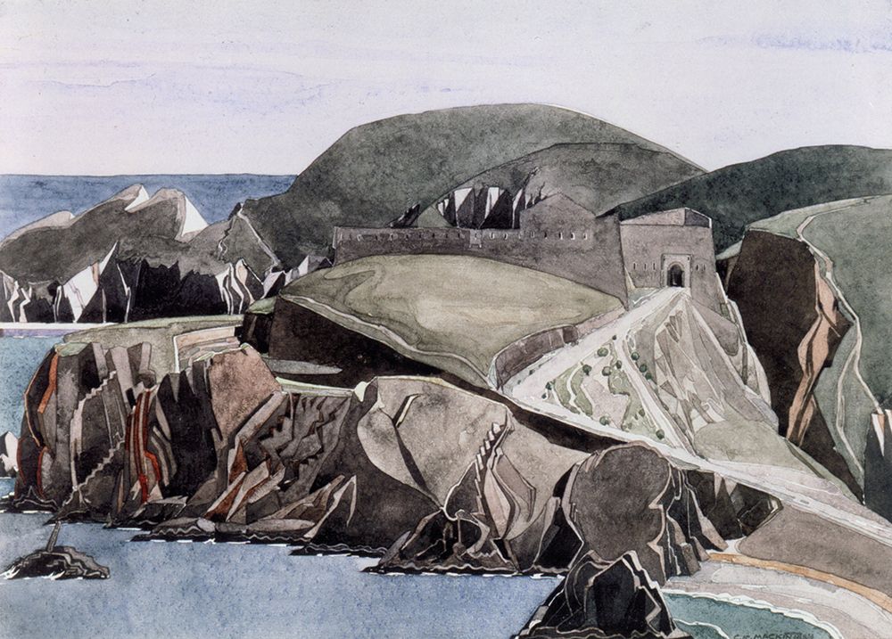 Wall Art Painting id:764642, Name: The Road through the Rocks, Fort Mailly 1925, Artist: Mackintosh, Charles Rennie