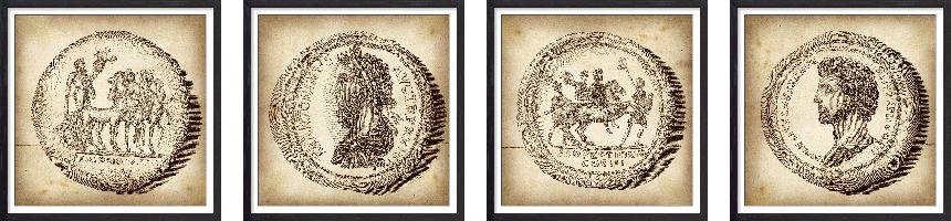 Set of wall art painting,Antique Coins