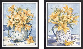 Set of wall art painting,Yellow and Blue 