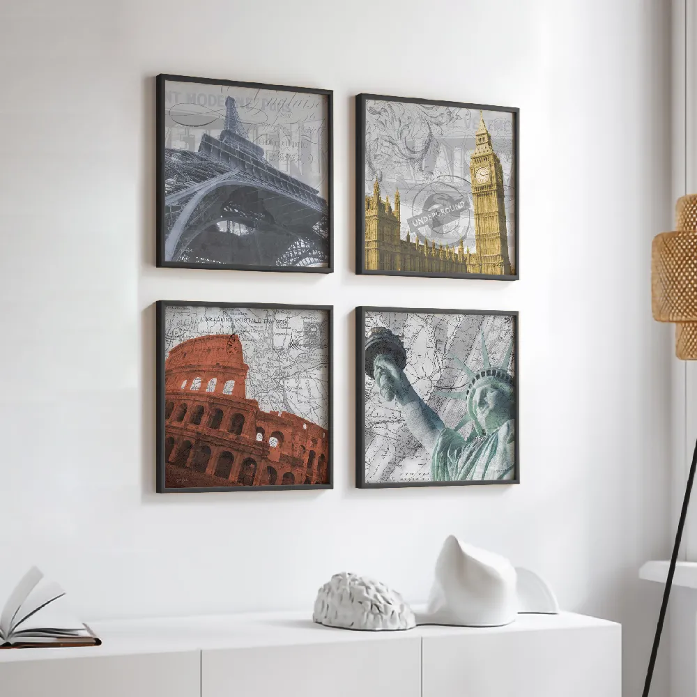 Set of wall art paintings full view