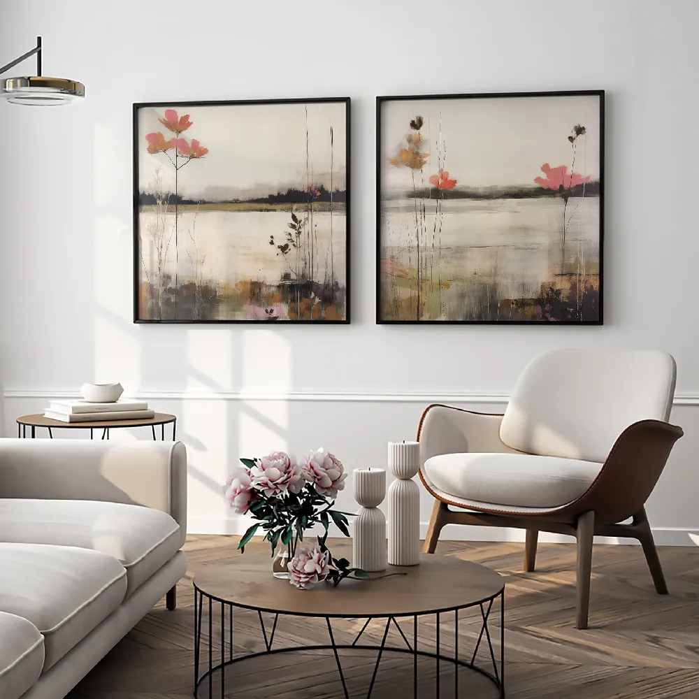 Set of wall art painting,Roving Through Flowery Meads 