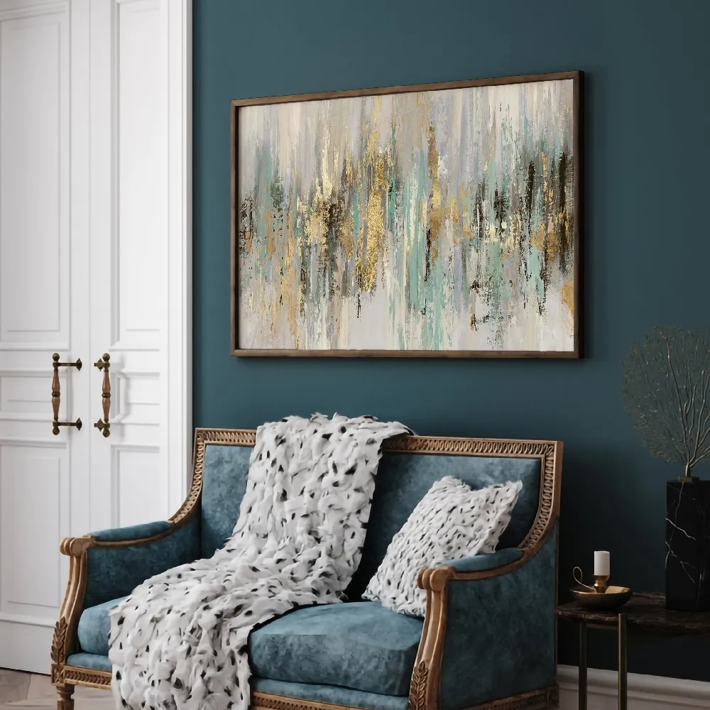 Set of wall art painting,Dripping Gold