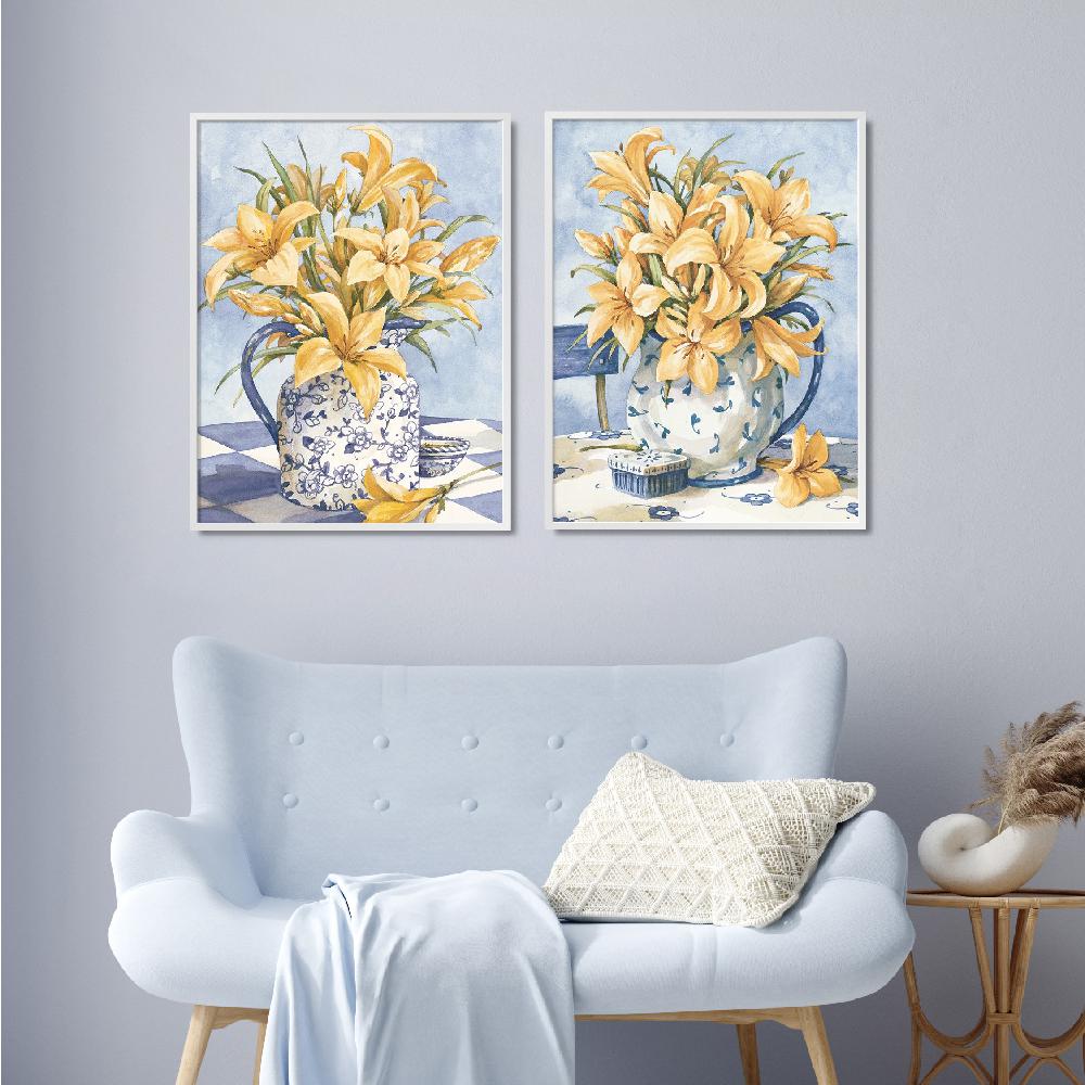 Set of wall art painting,Yellow and Blue 