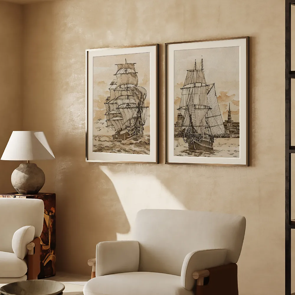 Set of wall art painting,Ocean Sailing