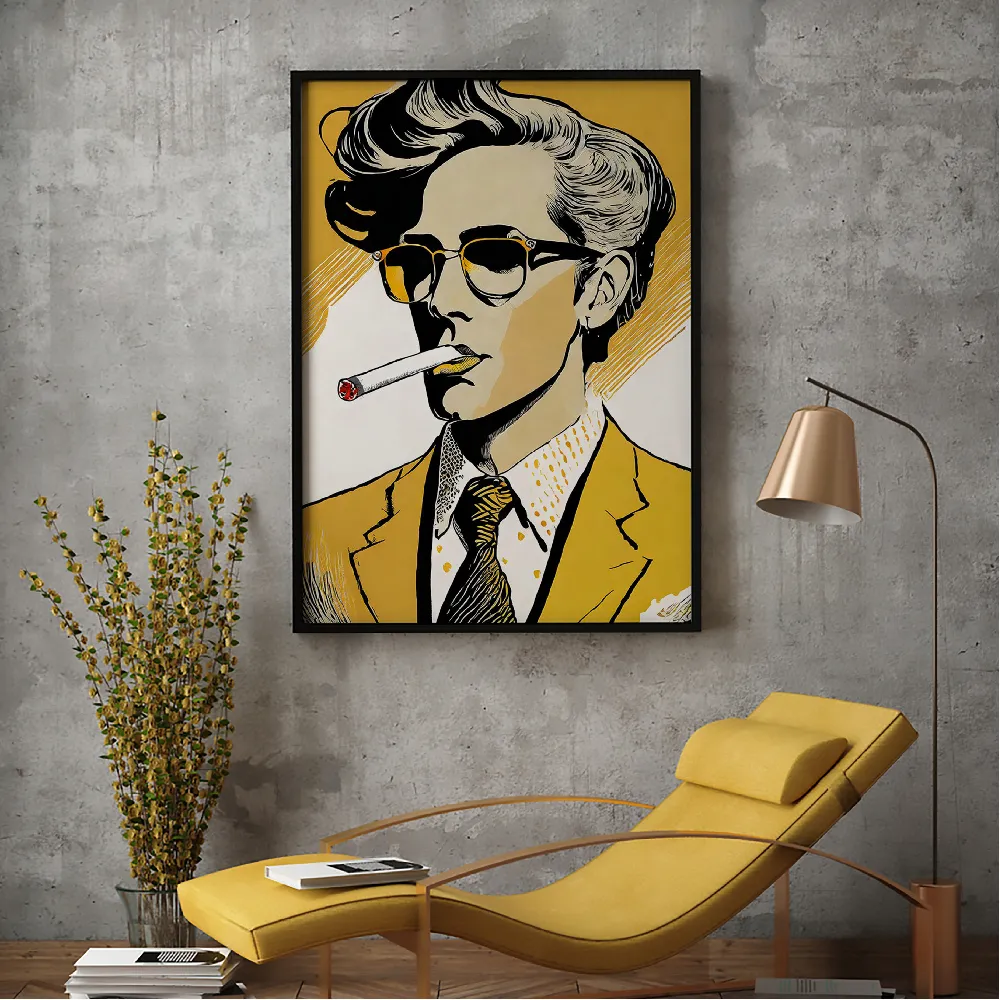 Set of wall art painting,Cigarette Man