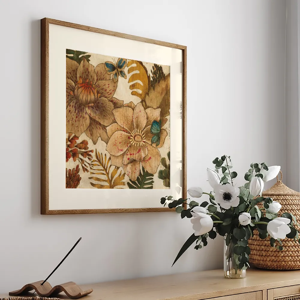 Set of wall art painting,Fleurs De Bois