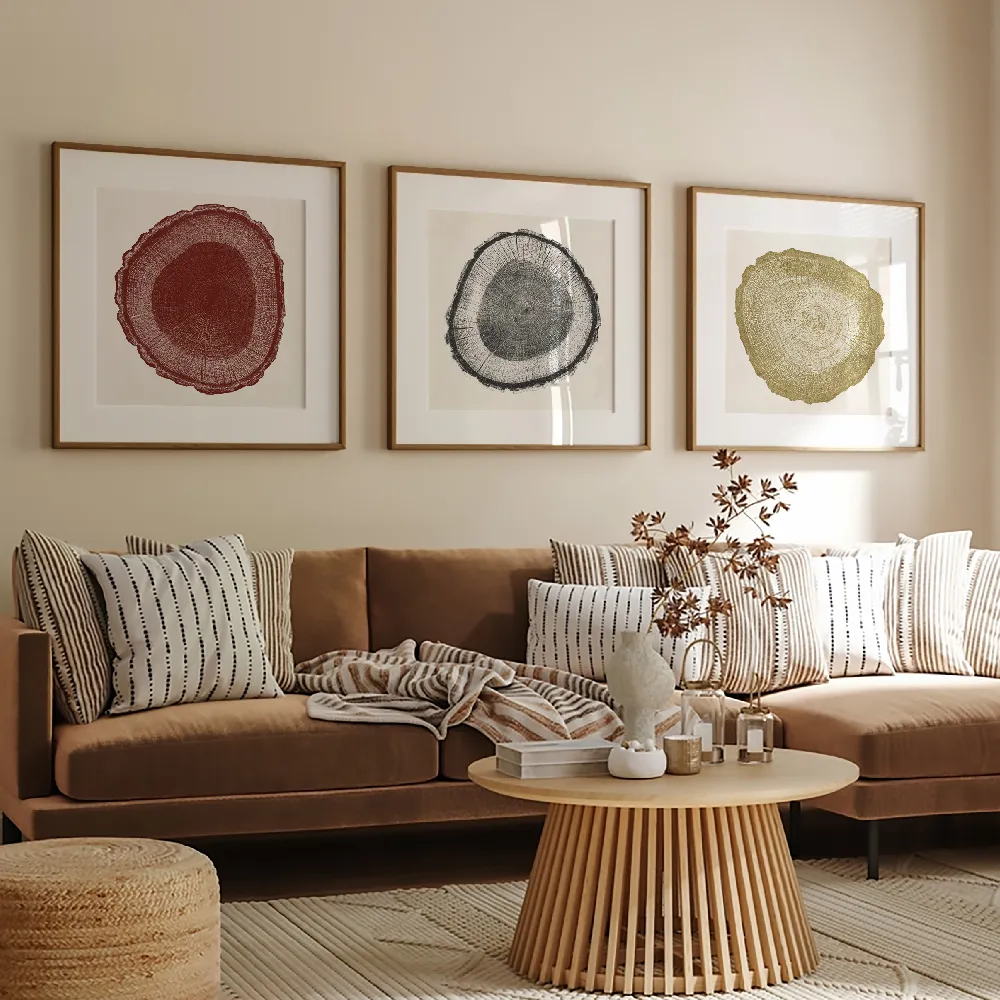 Set of wall art painting,Tree Ring 