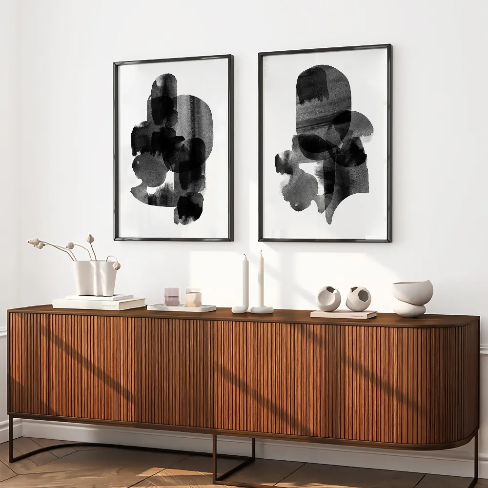 Set of wall art painting,Shimmering Black