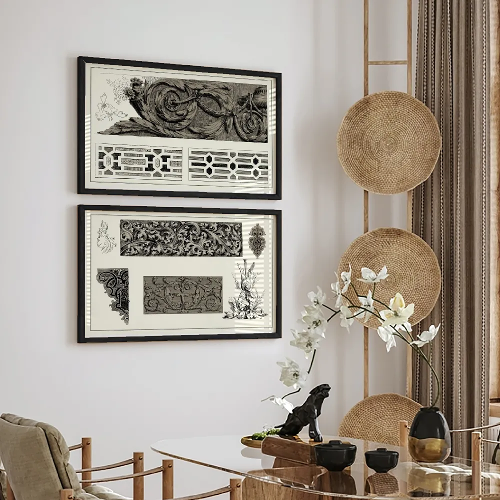 Set of wall art painting,Baroque Details