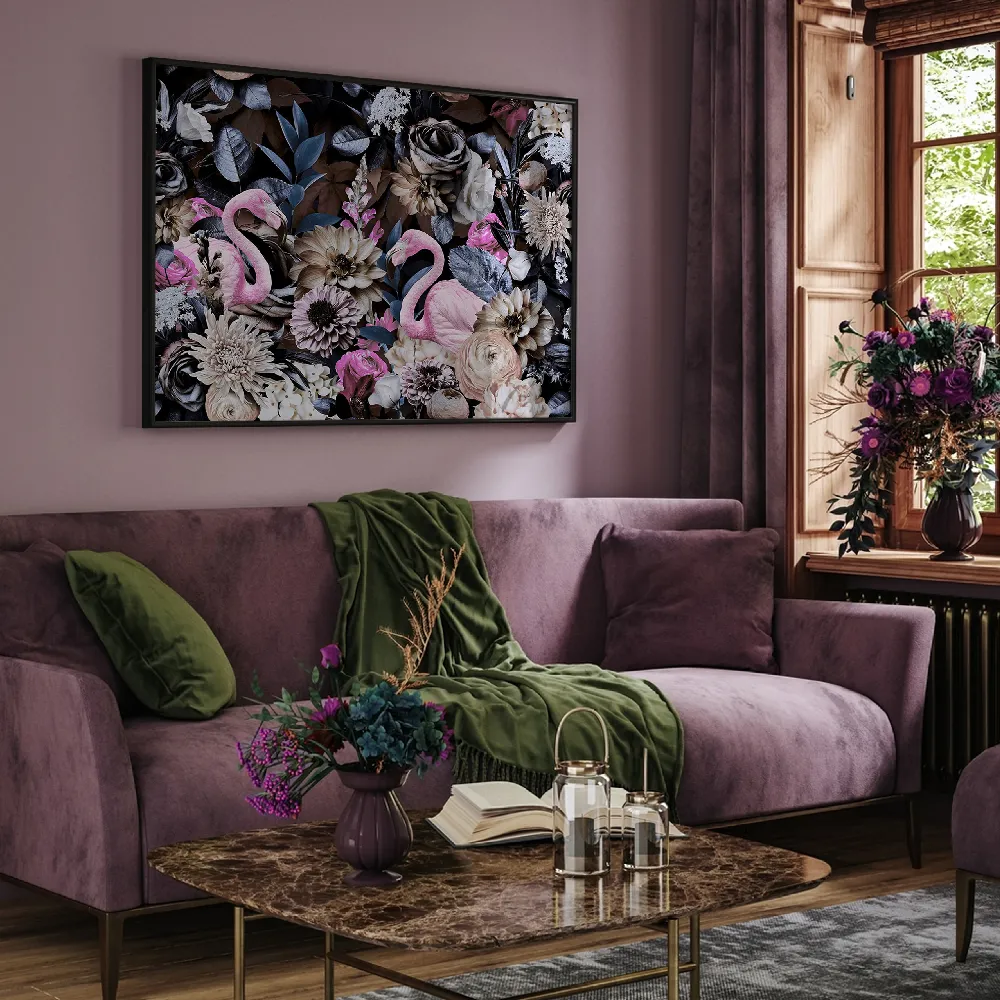 Set of wall art painting,Flamingo Garden 