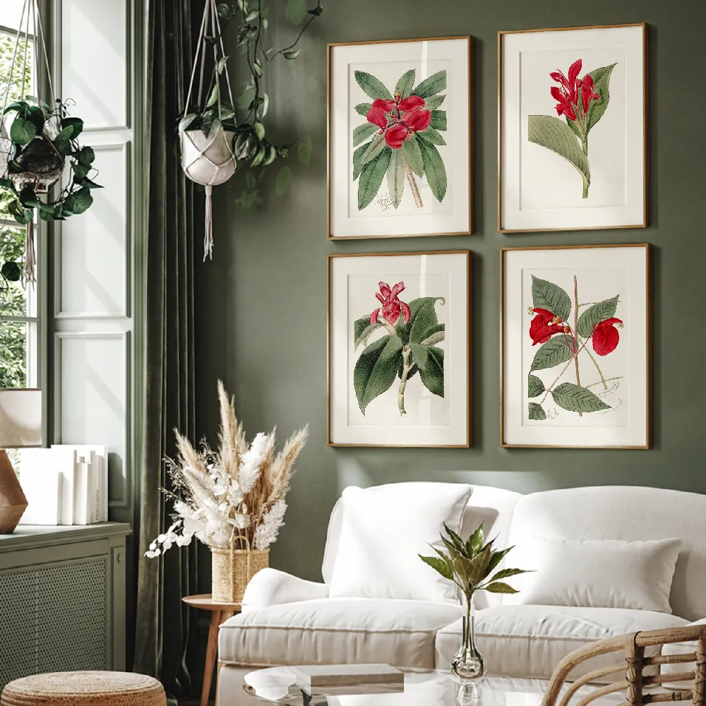 Set of wall art painting,Flora of the Tropics 