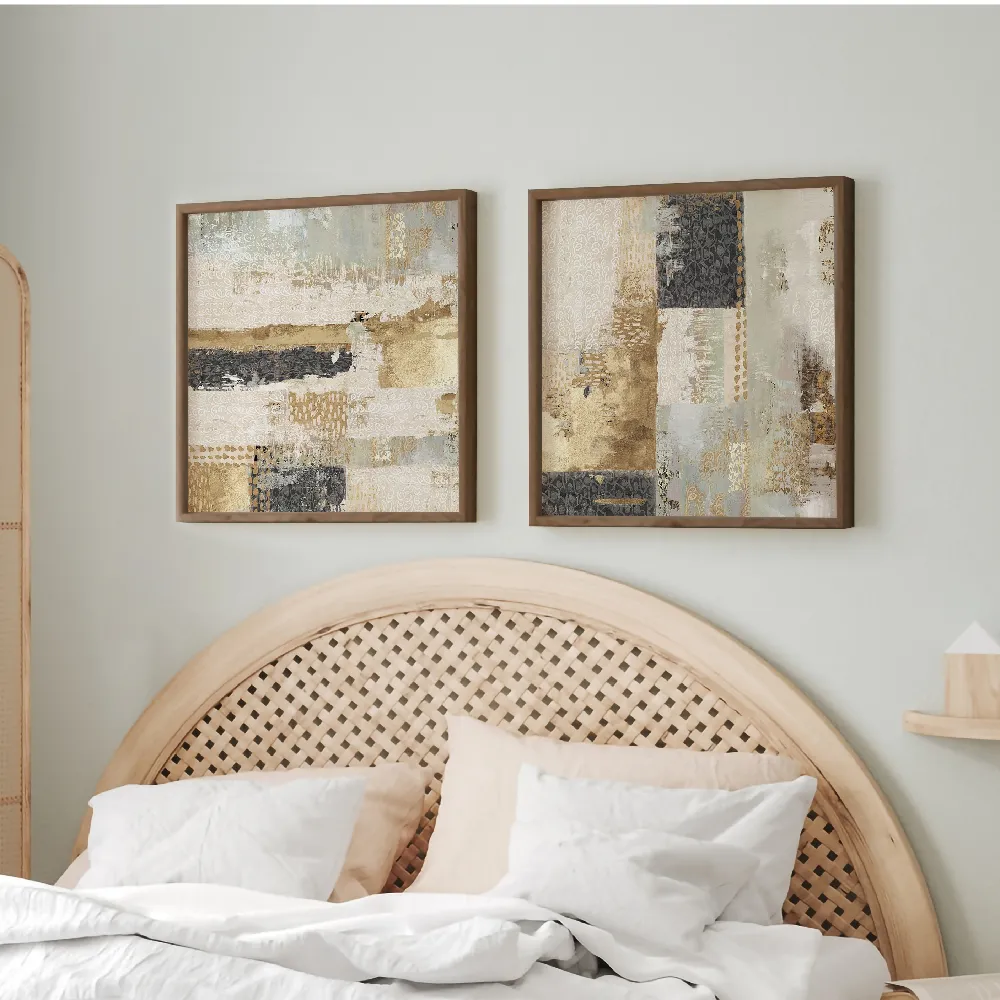 Set of wall art painting,Ethnic Squares 