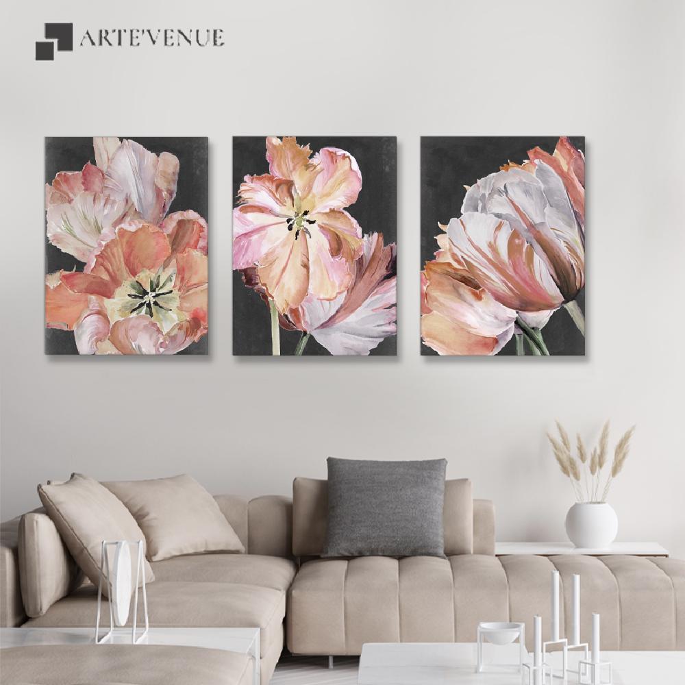 Set of wall art painting,Pastel Parrot Tulips 