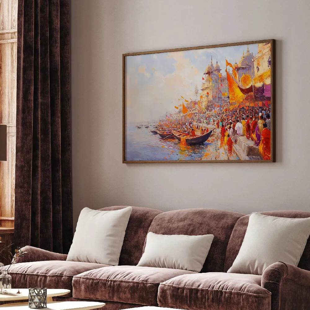 Set of wall art painting,Banaras Ghat 