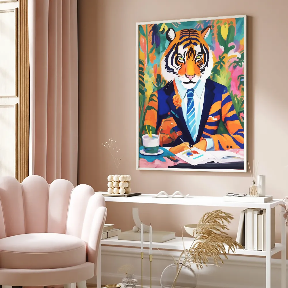 Set of wall art painting,Tiger In a Suit