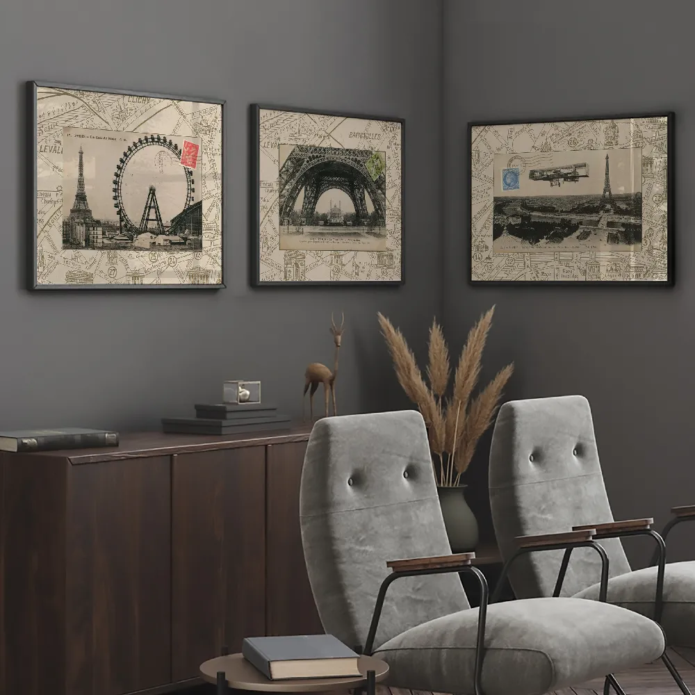 Set of wall art painting,Paris