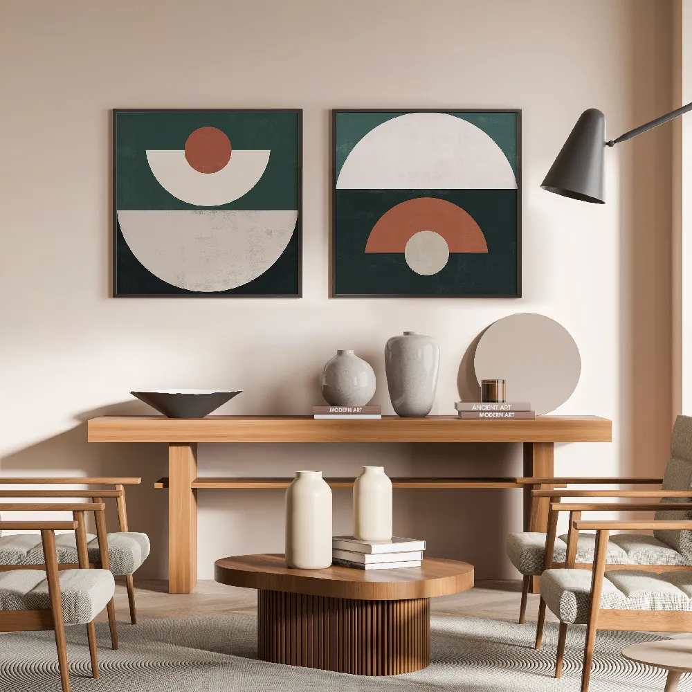 Set of wall art painting,Scandi Shapes