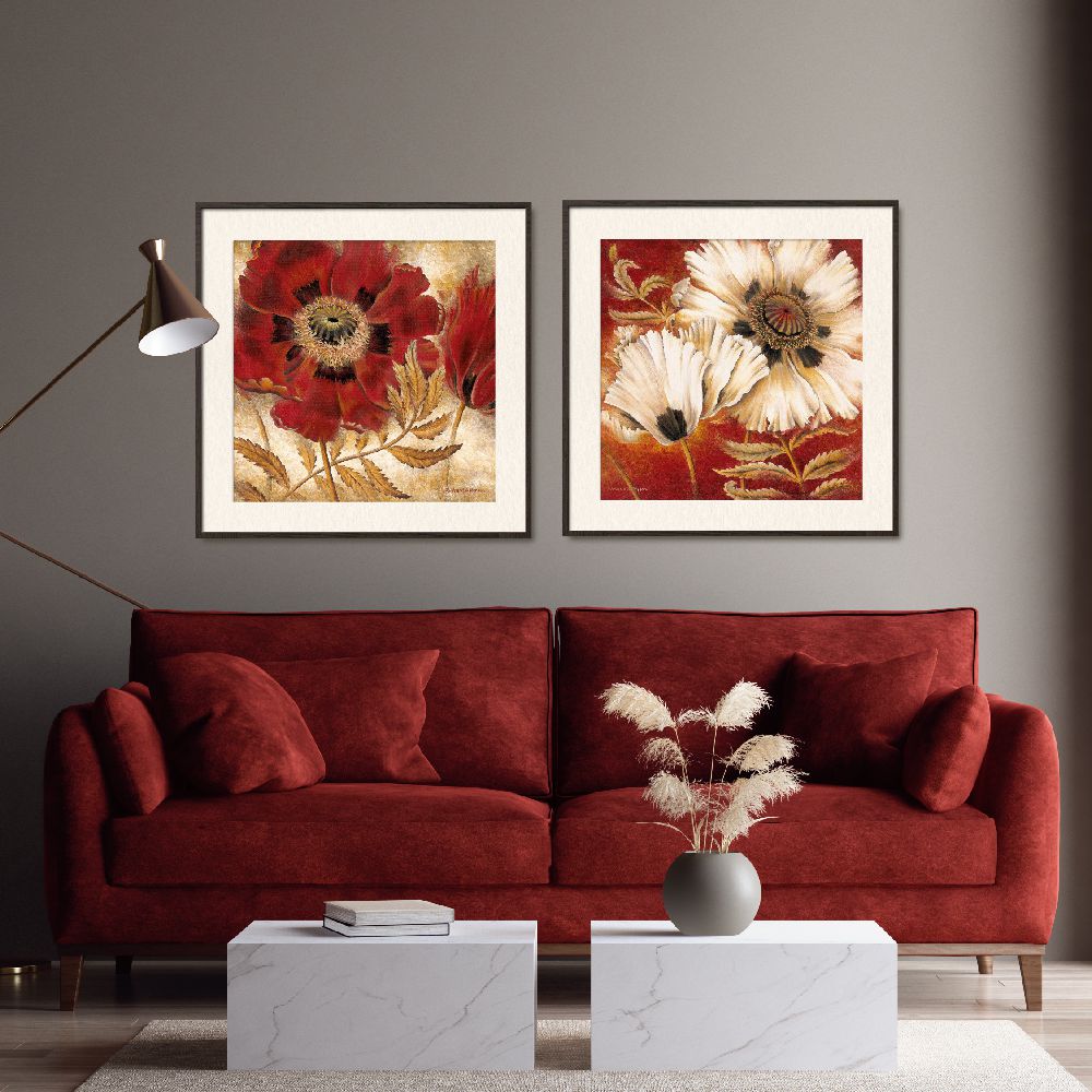 Set of wall art painting,Red Poppy