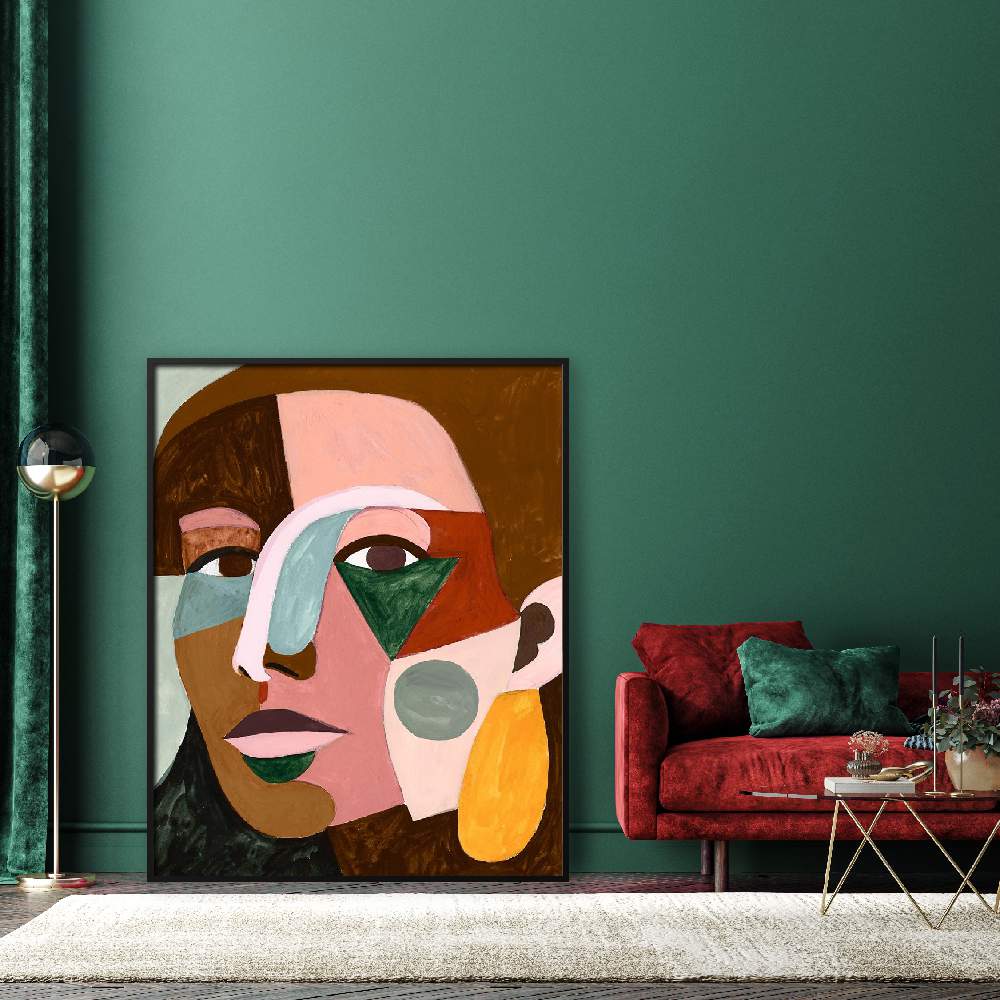 Set of wall art painting,Geo Face