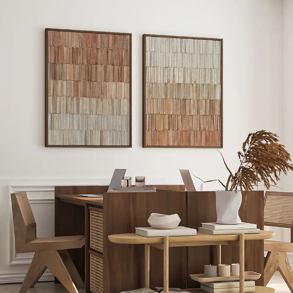 Set of wall art painting,Terracotta