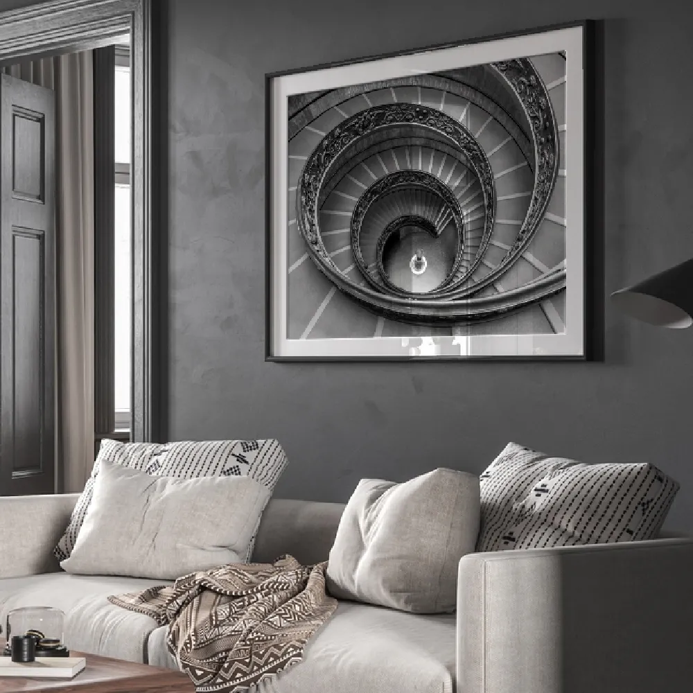 Set of wall art painting,Spiral staircase at the Vatican museum, Rome, Italy
