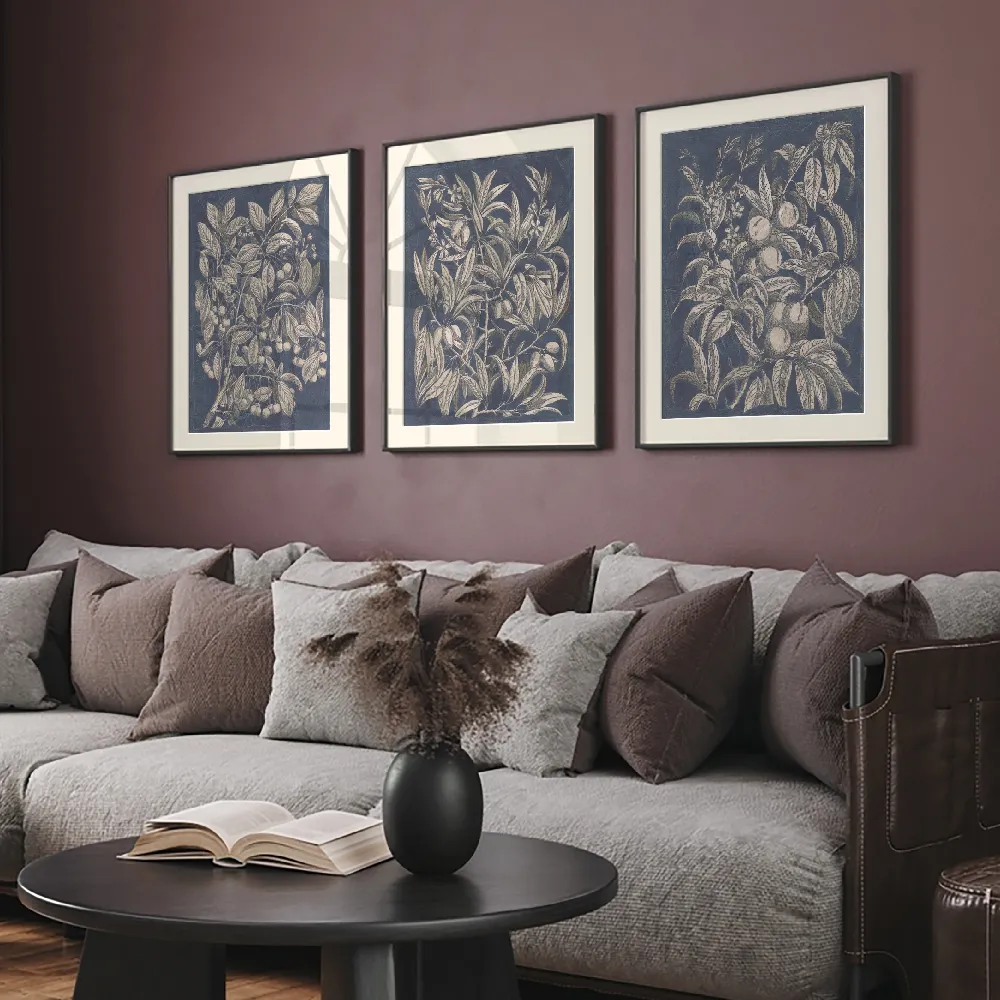 Set of wall art painting,Vintage Fruit and Floral