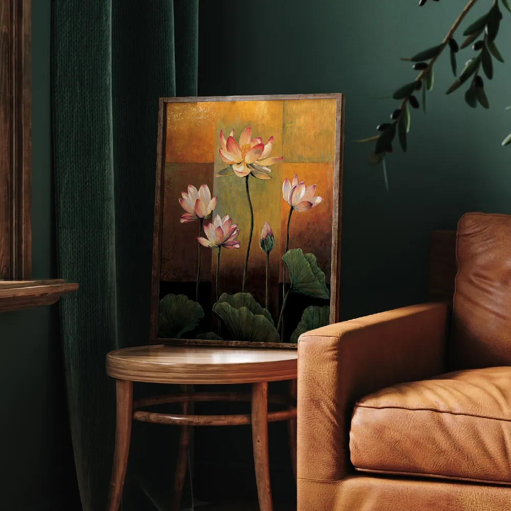 Set of wall art painting,Lotus