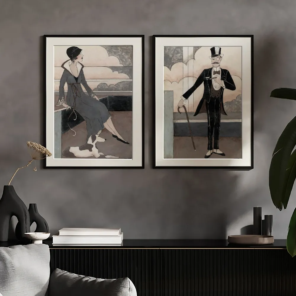 Set of wall art painting,Ladies and Gentlemen