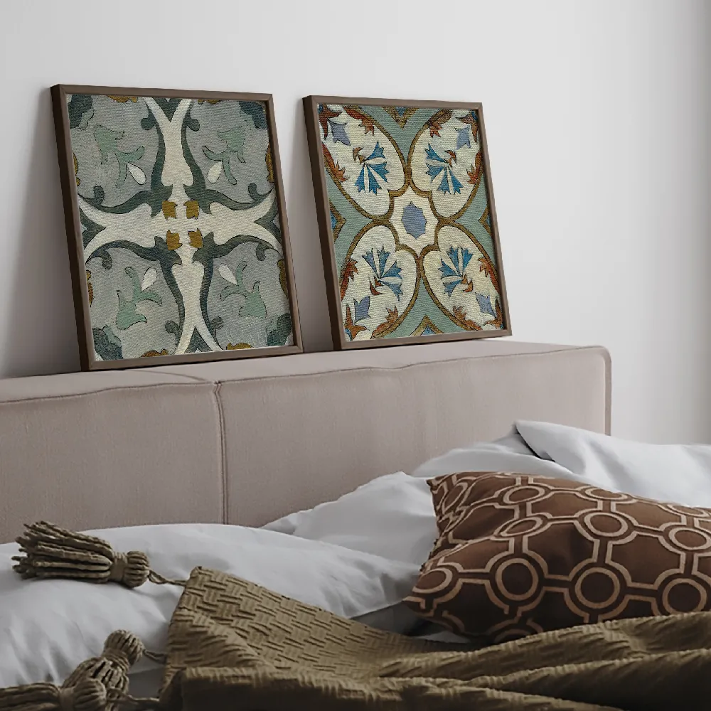 Set of wall art painting,Old World Tile