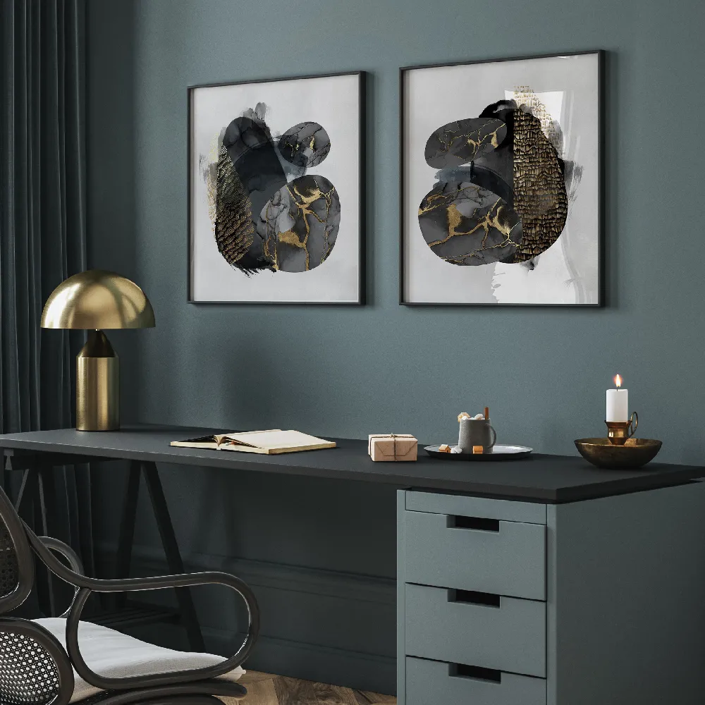 Set of wall art paintings full view