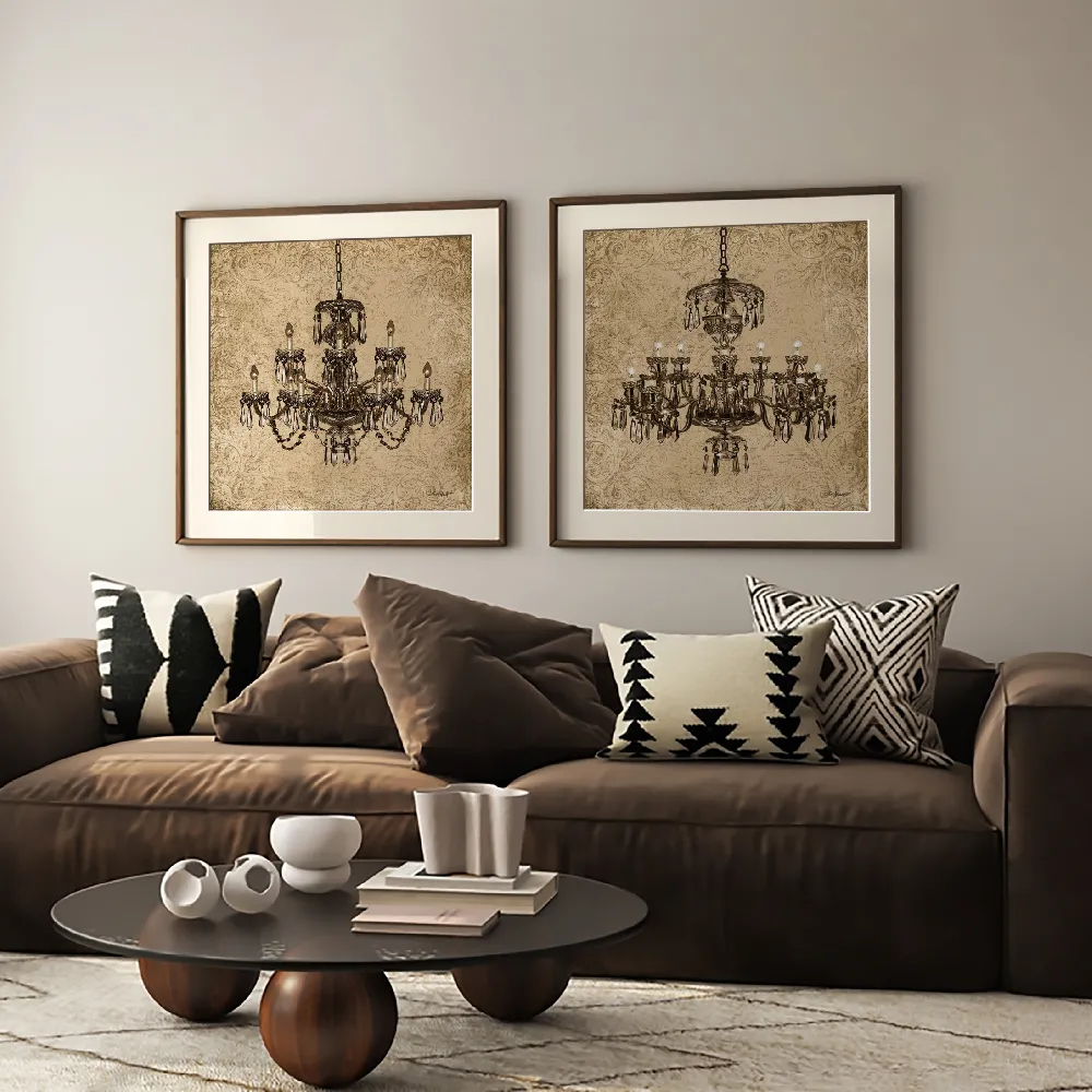 Set of wall art painting,Vintage Chandelier