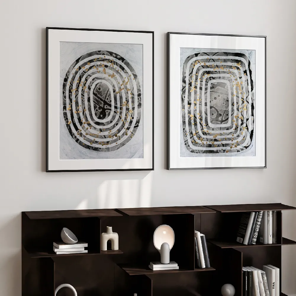 Set of wall art painting,Modern Bullseye 