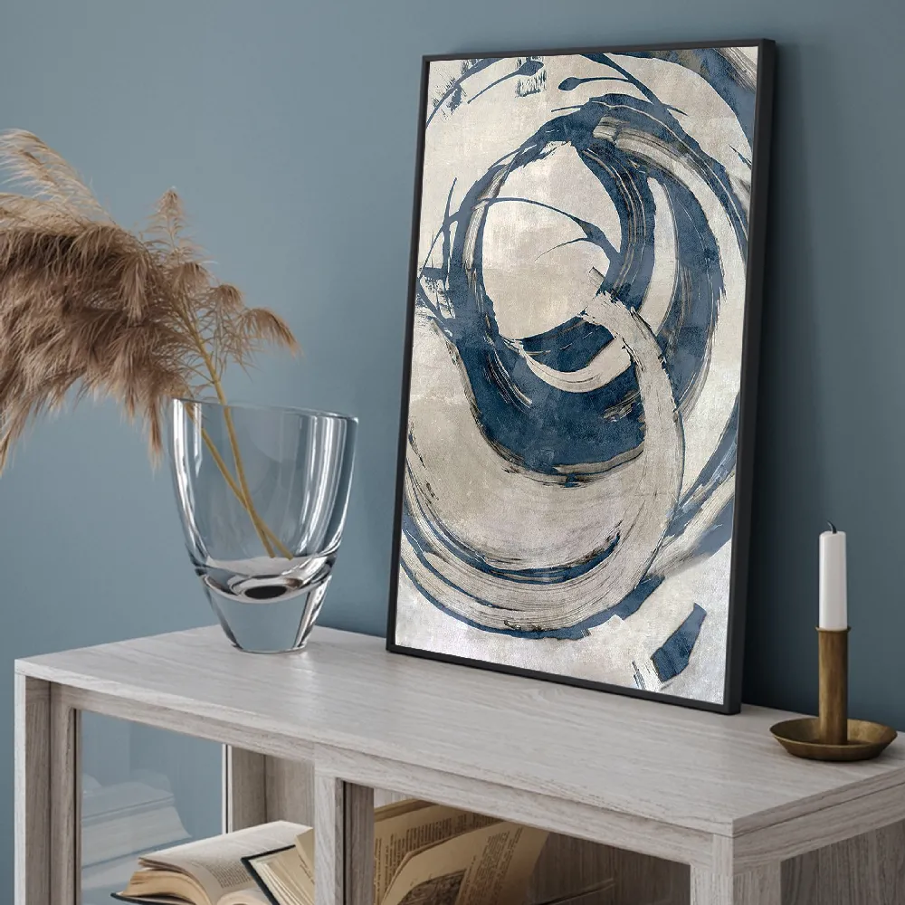 Set of wall art painting,Swirls of Indigo