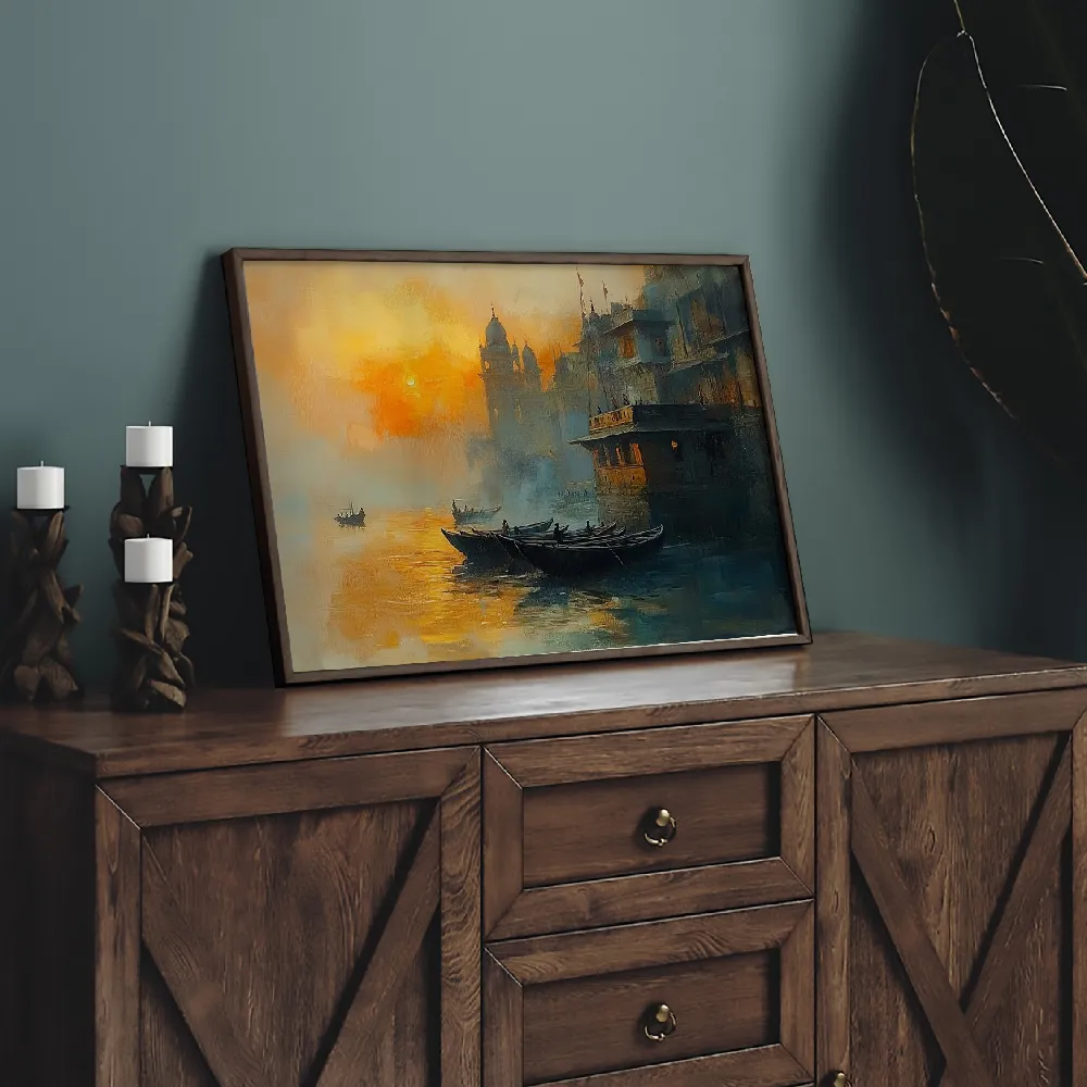 Set of wall art painting,Banaras Ghat 